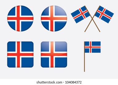 set of badges with flag of Iceland vector illustration