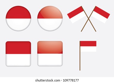 set of badges with flag of Indonesia vector illustration