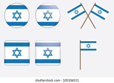 set of badges with flag of Israel vector illustration