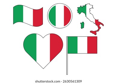 set of badges with flag of Italy vector illustration