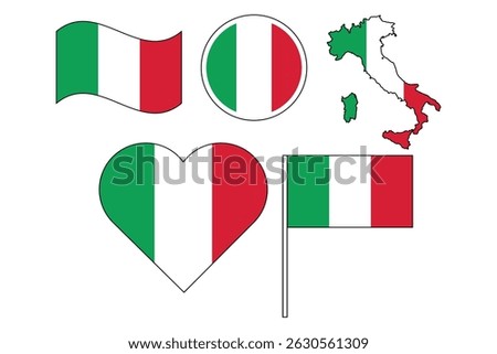 set of badges with flag of Italy vector illustration