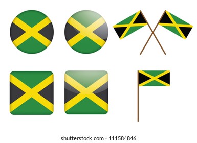 set of badges with flag of Jamaica vector illustration
