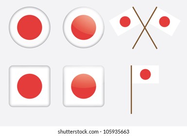 set of badges with flag of Japan vector illustration