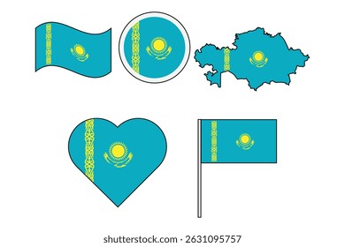 set of badges with flag of Kazakhstan vector illustration