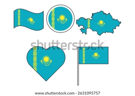 set of badges with flag of Kazakhstan vector illustration