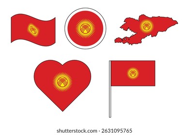 set of badges with flag of Kyrgyzstan vector illustration