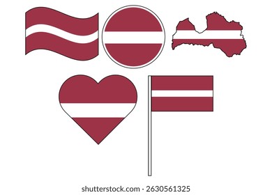 set of badges with flag of Latvia vector illustration
