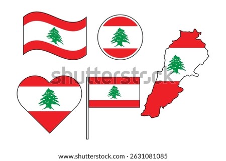 set of badges with flag of Lebanon vector illustration