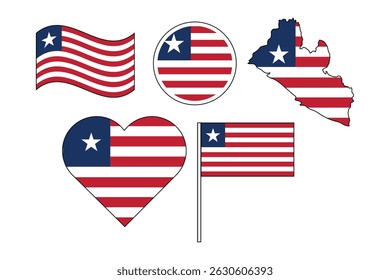 set of badges with flag of Liberia vector illustration