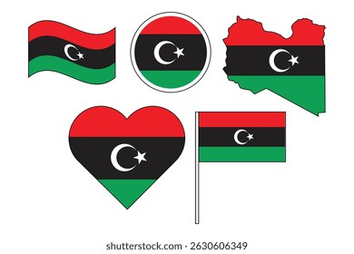 set of badges with flag of Libya vector illustration