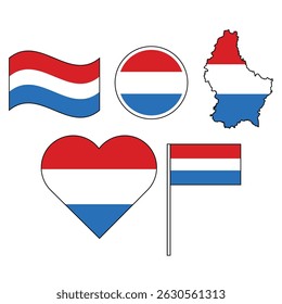 set of badges with flag of Luxembourg  vector illustration