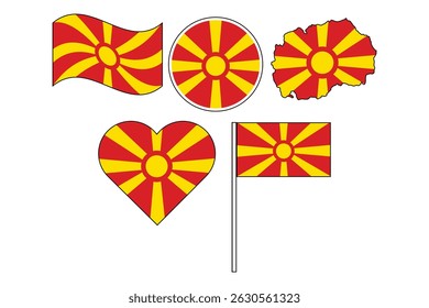 conjunto de emblemas com bandeira da Macedônia ilustração vetorial