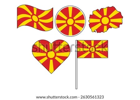 set of badges with flag of Macedonia vector illustration