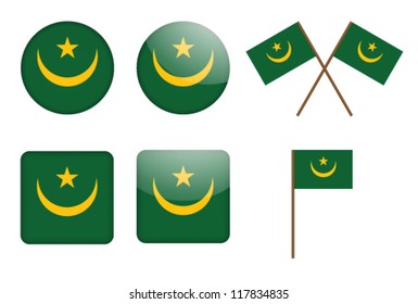 set of badges with flag of Mauritania vector illustration