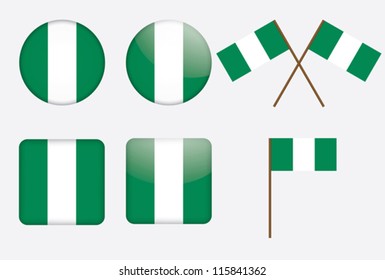 set of badges with flag of Nigeria vector illustration