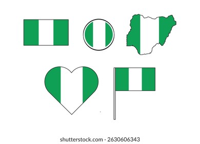 set of badges with flag of Nigeria vector illustration