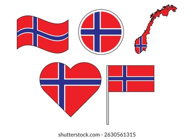 set of badges with flag of Norway  vector illustration
