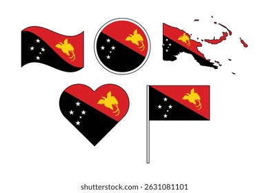 set of badges with flag of Papua new guinea vector illustration