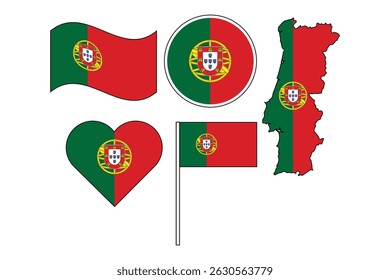 conjunto de emblemas com bandeira de Portugal ilustração vetorial