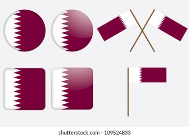 Abzeichen mit Flagge von Katar, Vektorgrafik