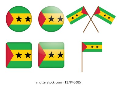 set of badges with flag Sao Tome and Principe vector illustration