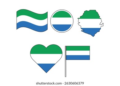 set of badges with flag of Sierra Leone vector illustration