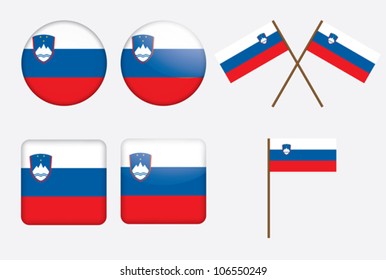 set of badges with flag of Slovenia vector illustration