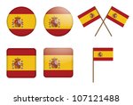 set of badges with flag of Spain vector illustration