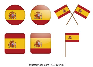 set of badges with flag of Spain vector illustration