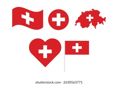 conjunto de insignias con la bandera de Suiza Ilustración vectorial