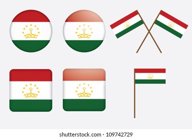 set of badges with flag of Tajikistan vector illustration