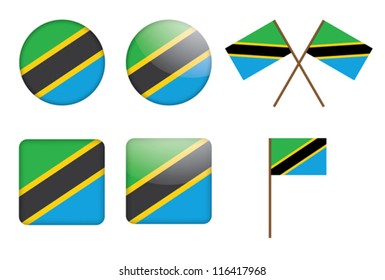 set of badges with flag of Tanzania vector illustration