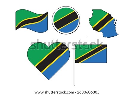 set of badges with flag of Tanzania vector illustration