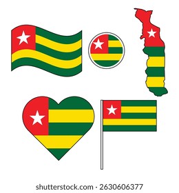 set of badges with flag of Togo vector illustration