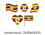 set of badges with flag of Uganda vector illustration