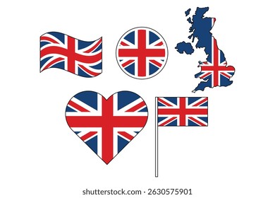 set of badges with flag of united kingdom vector illustration