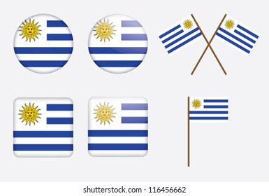set of badges with flag of Uruguay vector illustration