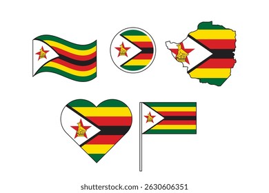 set of badges with flag of Zimbabwe vector illustration
