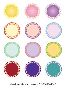 set of badges with frame made of butterflies