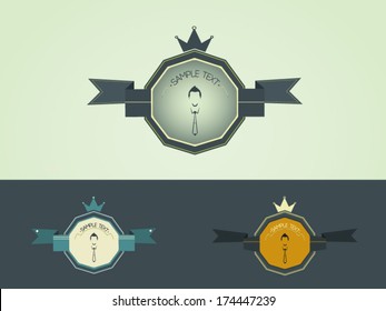 Set of badges with gentleman portrait
