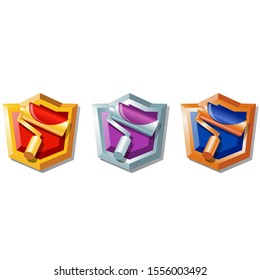 Set of badges of honor painter with the image of the paint roller isolated on a white background. Vector cartoon close-up illustration