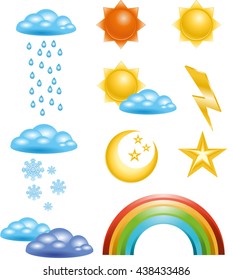 Set of Badges and icons in vector weather events. Internet site icons in the weather