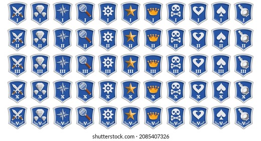 Un conjunto de insignias. Aislado sobre fondo blanco. Ilustración vectorial.