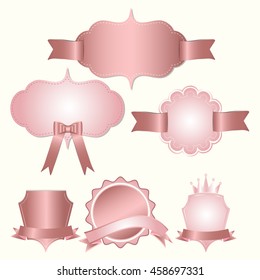 Set of badges label and ribbon, Greeting card, vector tag illustration