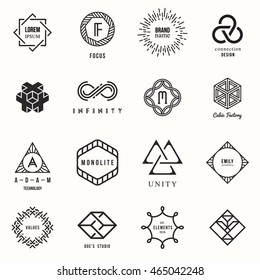 Set Of Badges And Labels Elements. Modern Geometric Design. Logos And Monograms. Vector Illustration, EPS 10. 