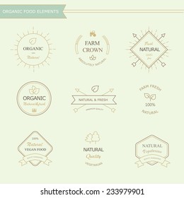 Set of badges and labels  elements for organic natural food and drink