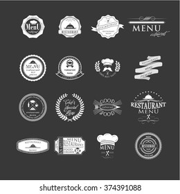 Set of badges and labels elements for restaurant