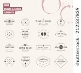 Set of badges and labels elements for wine