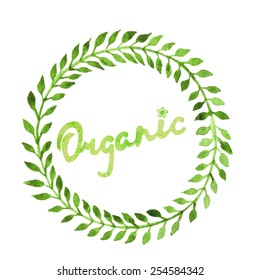 Set of badges, labels, logo, floral elements, wreaths and laurels.Organic, bio, natural design template.Hand drawn design elements.Vintage vector. Logo maker.