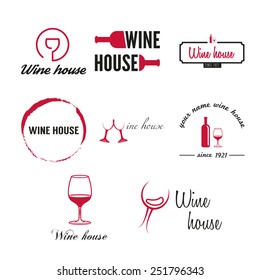 Set of badges, labels, logo and logotype elements for wine, winery or wine house